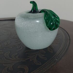 Elegant Glass Apple Sculpture Use As Paperweight